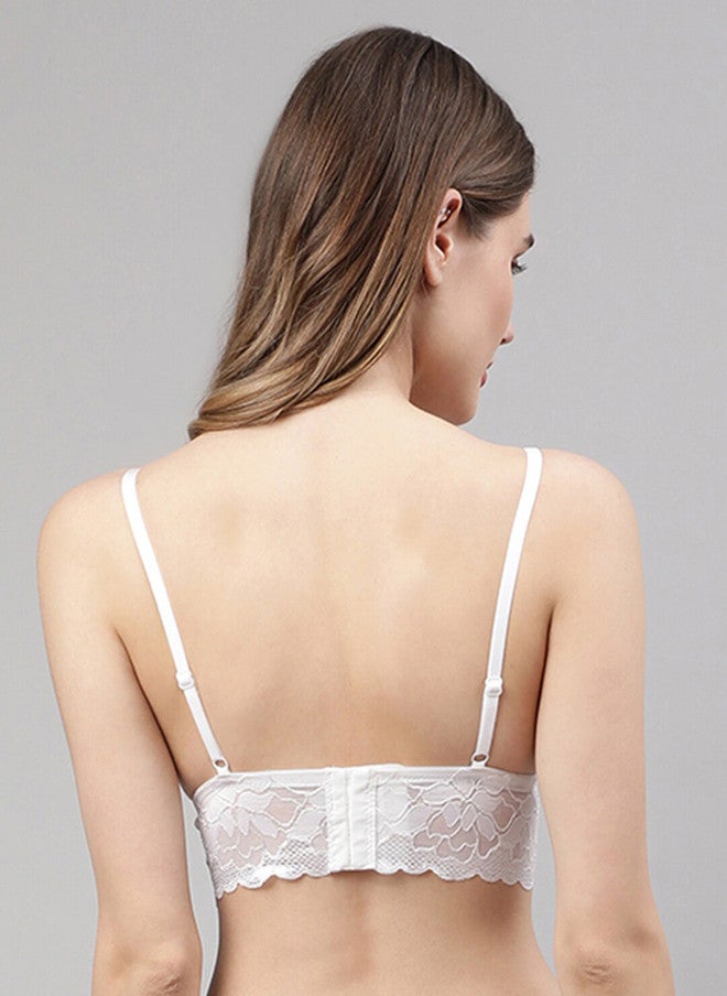CUKOO White Floral Non-Wired Non Padded Bralette Bra - Image 3